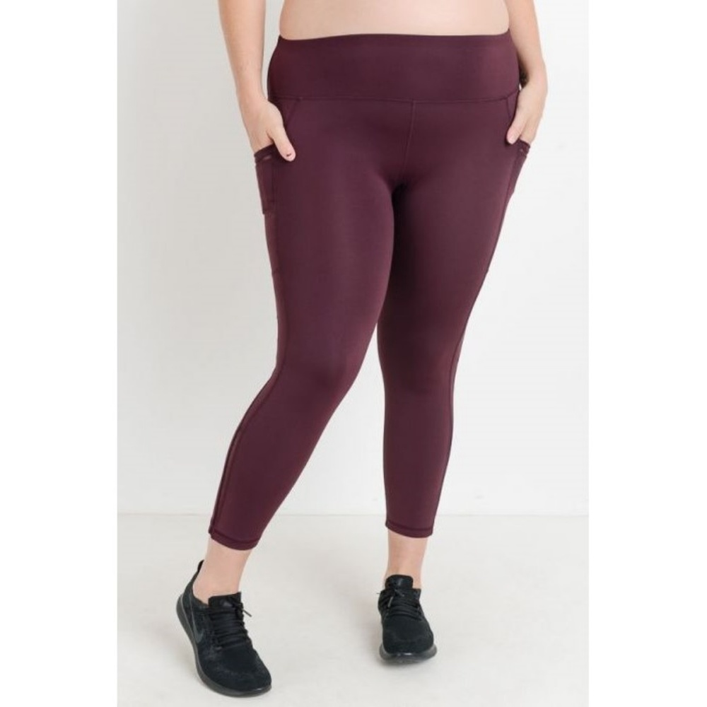PLUS Highwaist Side Mesh Slit Detail in Plum - Picture 2 of 6